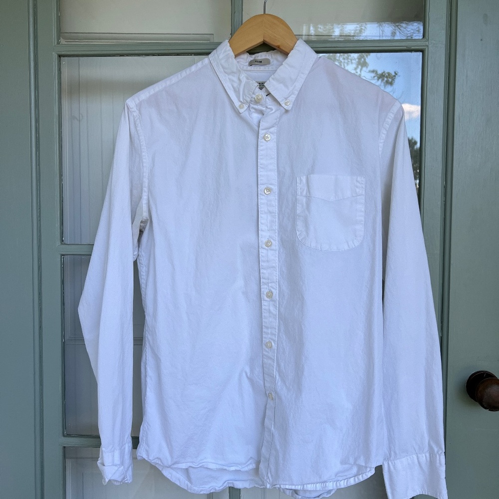 J Crew Slim Fit White Button Up Shirt - Casual or Formal